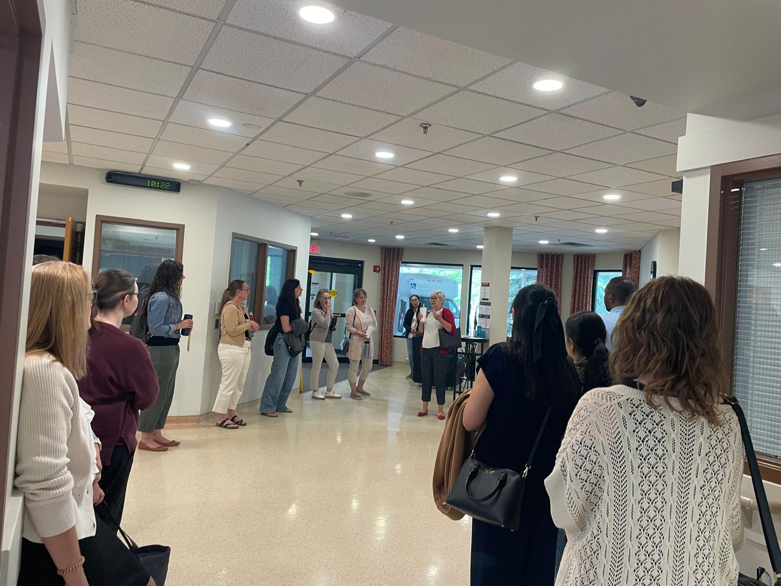 Staff members gathering at Salem before leaving for Winnipeg to watch Human Forever