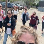 Staff walking to the go watch the movie